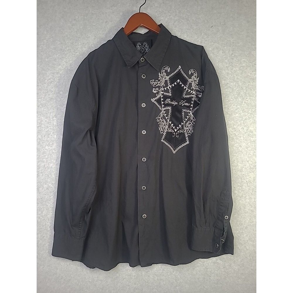 Brooklyn Xpress Black Cross Long Sleeve Mens Button Down Size 2XL VG‎